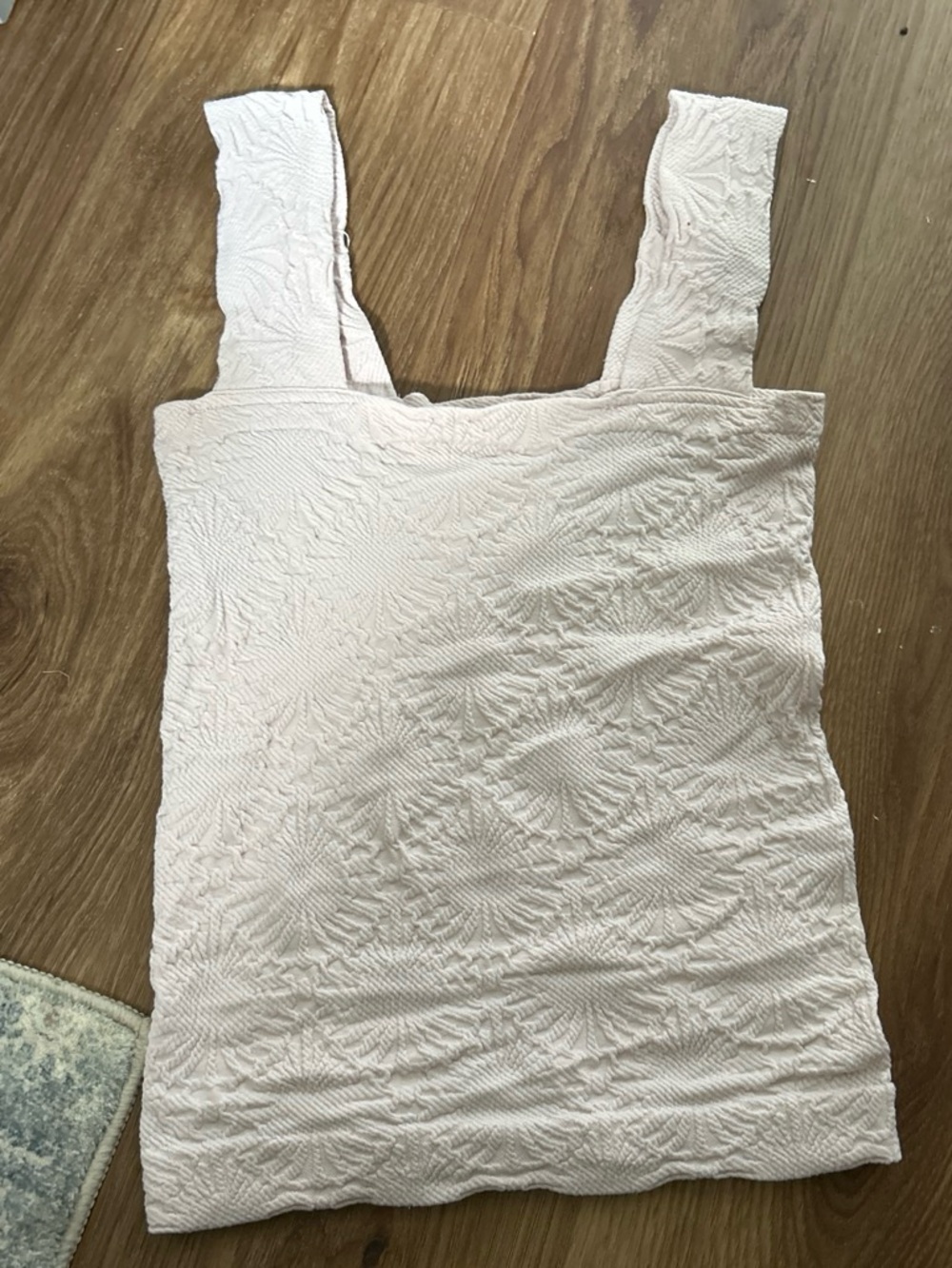 Textured Square Neck Tank Top in Light Blush